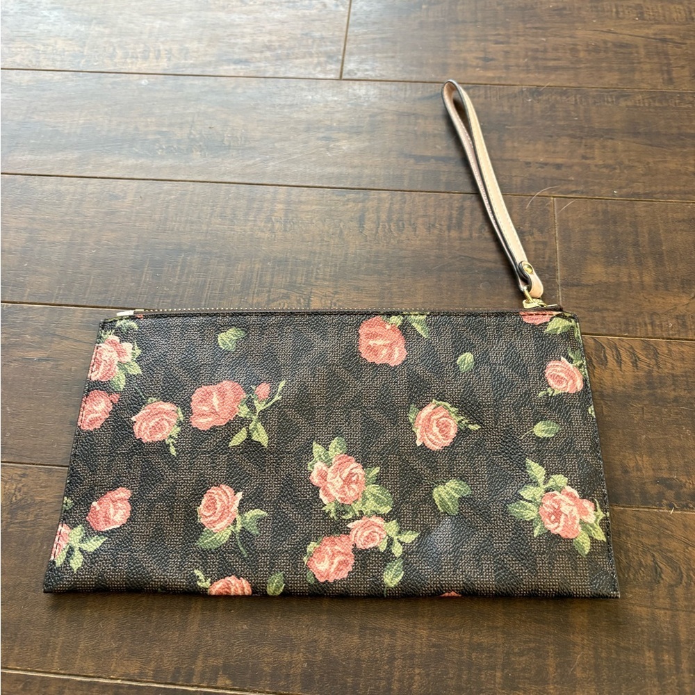 Michael Kors Floral Leather Wristlet Clutch - Picture 9 of 10